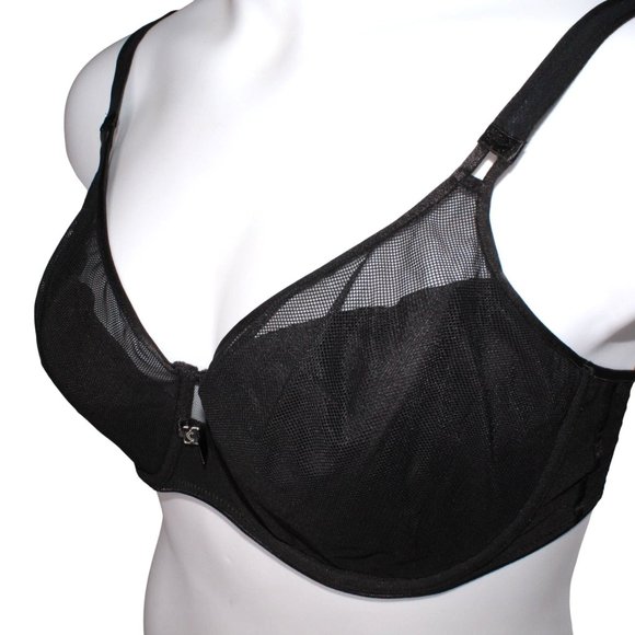 Chantelle Norah Chic Sz 36DDDD Black Underwire Mesh Light Padded Cup Bra - Picture 2 of 8